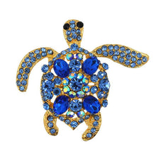 Bling Rhinestone Made Turtle Brooch Pin Animal Gold Plated Tortoise Jewelry For Christmas Wedding Party Blue Pink Purple NW