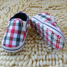 Boy Kids Slip-On Plaid Toddler Shoes Soft Sole Crib Shoes Infant Baby Prewalkers NW
