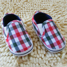 Boy Kids Slip-On Plaid Toddler Shoes Soft Sole Crib Shoes Infant Baby Prewalkers NW