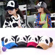 Brand New New Unisex Kids Girls Boys Panda Pattern Baseball Hat Plush Flat Cap 2-6Y NW