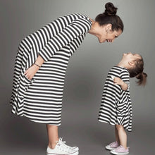 Brief style Comfotable Family Matching Outfits Baby Girl and Mom stripe pajamas Home dress NW