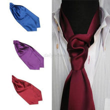 British Style Polyester Silk Mens Solid Color Ties Ascot Cravat Necktie Scarf Wholesale NW