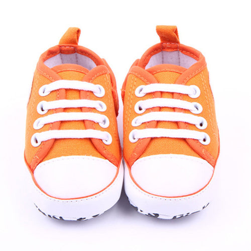 Casual Infant Baby Boy Girl Soft Sole Crib Shoes Newborn Non-slip Cotton Canvas Solid Lace-Up Sneaker NW