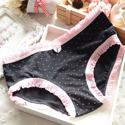 Casual Lady Briefs Women Multicolored Cotton Pleated Hem Panties Underwear Knickers LZH7 NW