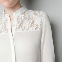 Chiffon Tops Button Down Shirt Women Blouse OL Career Stand Collar See-Through NW