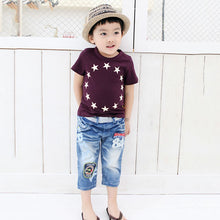 Child Boys Star Surround Printed Short Sleeve Tee Shirt Tops Baby Clothing 2-7Y NW