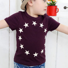 Child Boys Star Surround Printed Short Sleeve Tee Shirt Tops Baby Clothing 2-7Y NW