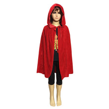 Child Kids Girl Boy Hooded Velvet Cape Cloak Halloween Fancy Dress Robe Costume NW