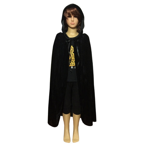 Child Kids Girl Boy Hooded Velvet Cape Cloak Halloween Fancy Dress Robe Costume NW