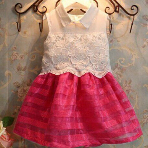 Children Kids Girls Lace Floral Dresses Outfit Party One Piece Pageant Tutu Dress NW