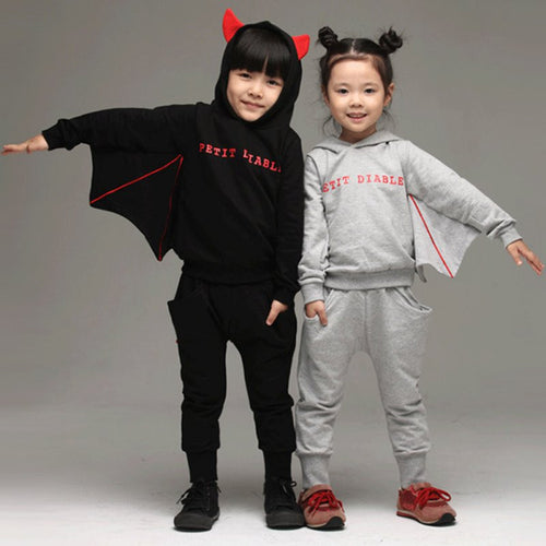 Cool Children Baby Bat Pattern Long Sleeve Top Sweater Hoodie Long Pants Outfits Clothing Set NW
