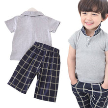 Cool Gentry Boys Outfits T-Shirt Tops Plaid Pants Mustache Tie Set Clothes TF99 NW