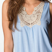 Cozy Women Fashion Lace Collar Stitching Cotton Vest Tops Casual Sleeveless Tank Tops NW