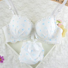 Cute Lady Girls Heart Print Gather Bra Knicker Sets Push Up Padded Brassiere 32-36 B C79 NW
