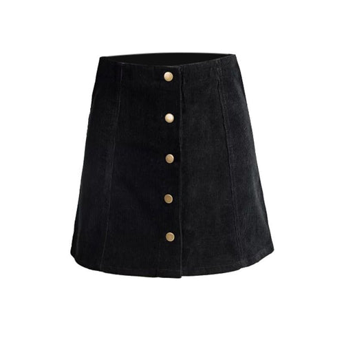 Dreamgirl fashion woman skater saia etek faldas Jupe Gonna Petite Vintage Corduroy Button Front A-Line Skirt femme LZH7 NW