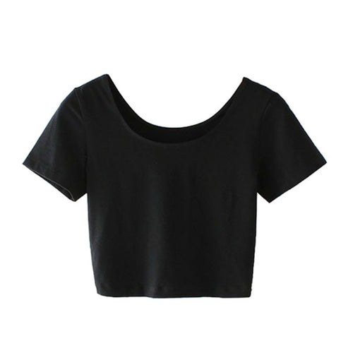 Easy match Sexy Crop Top Ladies Short Sleeve t shirt women tops Basic Stretch T-shirts DQ NW