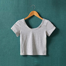 Easy match Sexy Crop Top Ladies Short Sleeve t shirt women tops Basic Stretch T-shirts DQ NW