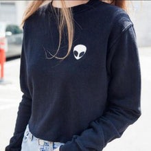 Embroidery ET Aliens Hoodies Sweatshirts harajuku Crew neck Sweats Women Clothing Feminina Loose Short Fleece Jumper Sweats NW