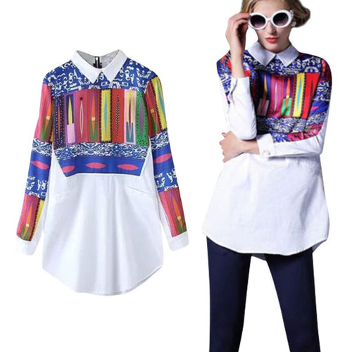 Fall New Fashion Style Women Floral Printed Long Sleeve Chiffon Shirt Blouse Top NW