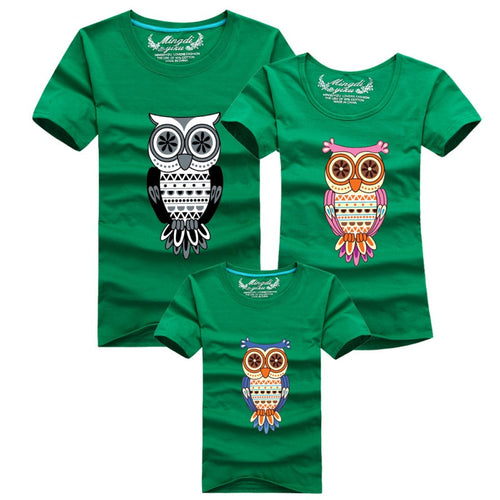 Family Shirt Owl Printed T Shirts Family Clothes Father Mother Daughter Son Outfits Family Matching Clothes NW