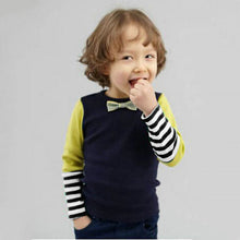 Fashion Baby Boys Bowties Stripes Long Sleeve T-shirt Shirt Tops Toddler Clothes NW