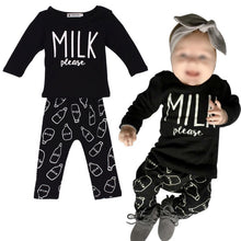 Fashion Baby Girl Clothes Unisex Long Sleeve Letter Milk T-shirt Pants Newborn Infant Boy Clothing SetLQ NW