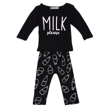 Fashion Baby Girl Clothes Unisex Long Sleeve Letter Milk T-shirt Pants Newborn Infant Boy Clothing SetLQ NW