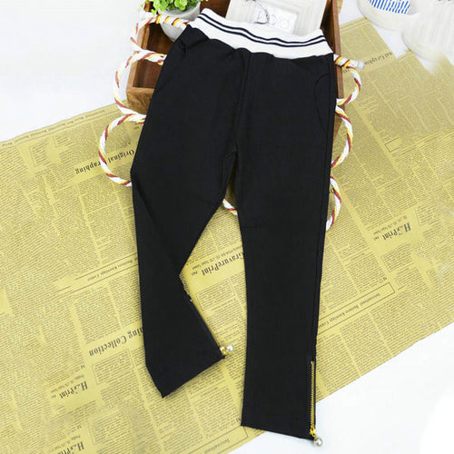 Fashion Casual Baby Kids Girl Pants Cozy Pencil Pants Zipper Slim Trousers 2-7 Y NW