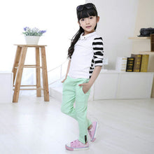 Fashion Casual Baby Kids Girl Pants Cozy Pencil Pants Zipper Slim Trousers 2-7 Y NW