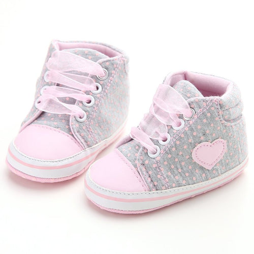 Fashion Casual Infant Toddler Newborn Baby Girls Princess Polka Dots Lace-Up First Walkers Sneakers Shoes NW