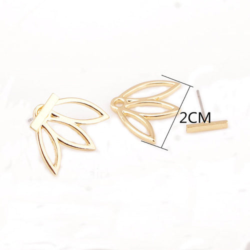 Fashion Design Earrings for Women Hollow Out Leaf Flower Stud Earrings Simple Metal Ear Jewelry TZ NW
