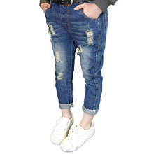 Fashion Kids Baby Girl Ripped Jeans Blue Casual Denim Long Pencil Retro Pants 2-7Y NW