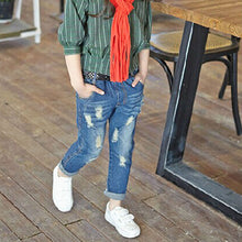 Fashion Kids Baby Girl Ripped Jeans Blue Casual Denim Long Pencil Retro Pants 2-7Y NW