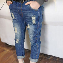 Fashion Kids Baby Girl Ripped Jeans Blue Casual Denim Long Pencil Retro Pants 2-7Y NW