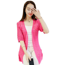 Fashion Knitted Cardigan Loose Hollow Half Sleeve Women Sweater Female Long Cardigans Women's Coats Sweaters Outerwear 7 Colors NW