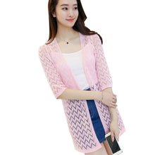 Fashion Knitted Cardigan Loose Hollow Half Sleeve Women Sweater Female Long Cardigans Women's Coats Sweaters Outerwear 7 Colors NW