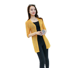 Fashion Knitted Cardigan Loose Hollow Half Sleeve Women Sweater Female Long Cardigans Women's Coats Sweaters Outerwear 7 Colors NW