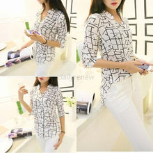 Fashion New Womens Chiffon 3 4 Sleeve Shirt OL Lady Blouse Tops S M L XL NW