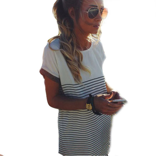 Fashion Striped Loose Long T Shirt Tops Tee Shirt Cotton Casual Tops Women New NW