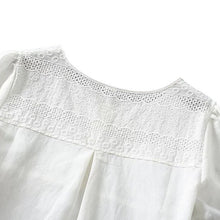 Fashion Women Cotton Linen Elegant Embroidery Hollow out Blouse O-neck Short Sleeve white shirts XL Plus Size casual tops LZH7 NW