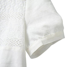 Fashion Women Cotton Linen Elegant Embroidery Hollow out Blouse O-neck Short Sleeve white shirts XL Plus Size casual tops LZH7 NW