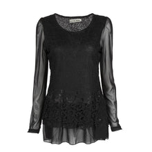 Fashion Women Floral Chiffon Tops Long Sleeve Lace Crochet Shirt Casual Blouse NW