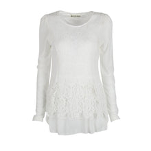 Fashion Women Floral Chiffon Tops Long Sleeve Lace Crochet Shirt Casual Blouse NW