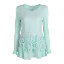 Fashion Women Floral Chiffon Tops Long Sleeve Lace Crochet Shirt Casual Blouse NW