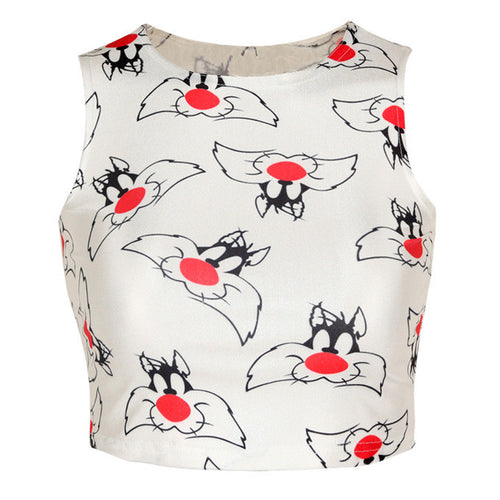 Fashion Women Girl Digital Print Emoji Crop Tank Top 8 Colors Vest Tee Cami Blouse Rock Tops Hot NW