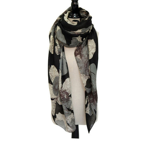 Fashion Women Lady Flowers Warm Soft Long Voile Scarf Wrap Shawl Stole Neck Wrap NW