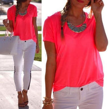 Fashion Womens Casual Short Sleeve T-shirts Sexy Loose Chiffon Tops S-XL NW