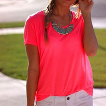 Fashion Womens Casual Short Sleeve T-shirts Sexy Loose Chiffon Tops S-XL NW