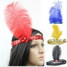 Feather Headband 1920's Flapper Sequin Headpiece Costume Head Band Party Favor NW