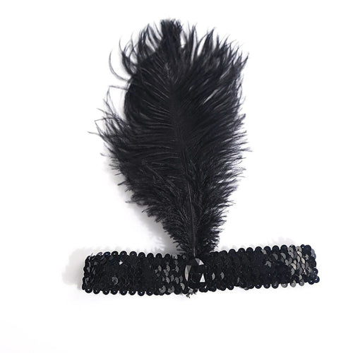 Feather Headband 1920's Flapper Sequin Headpiece Costume Head Band Party Favor NW